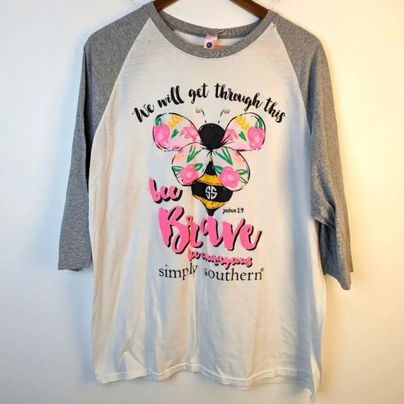 Simply Southern Bee Brave Tee Shirt / XL - Picture 1 of 4